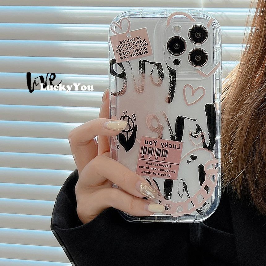 Lettering Transparent Phone Case - Compatible with iPhone