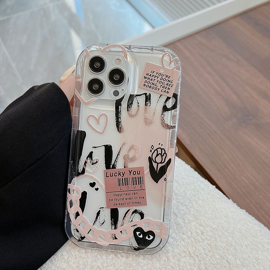 Lettering Transparent Phone Case - Compatible with iPhone
