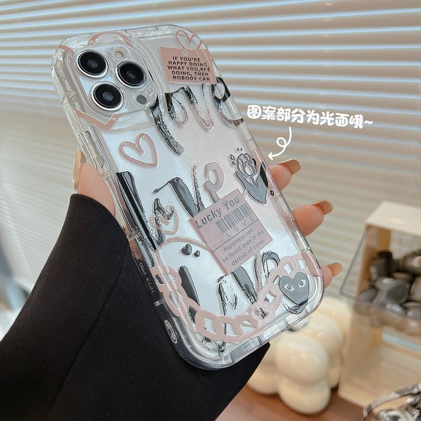 Lettering Transparent Phone Case - Compatible with iPhone