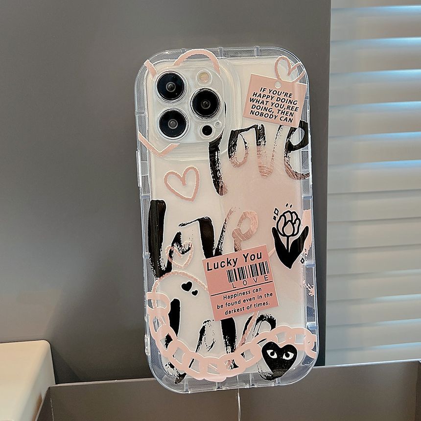 Lettering Transparent Phone Case - Compatible with iPhone