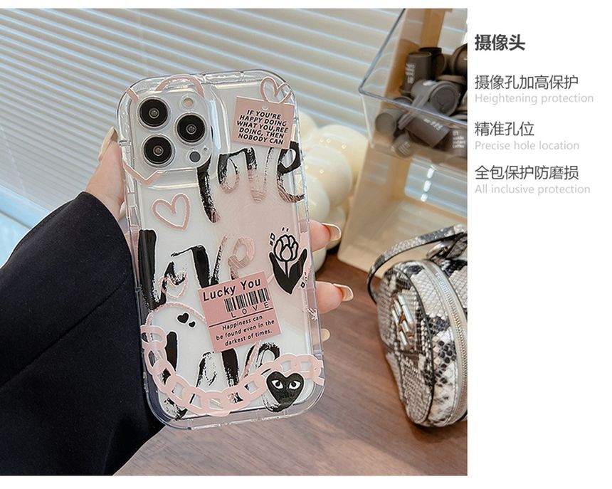 Lettering Transparent Phone Case - Compatible with iPhone