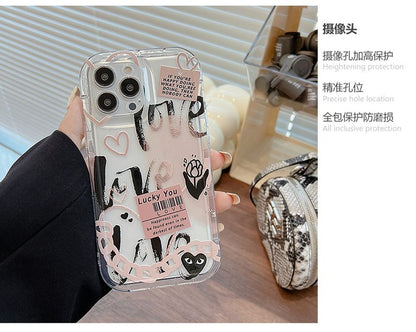 Lettering Transparent Case Phone
