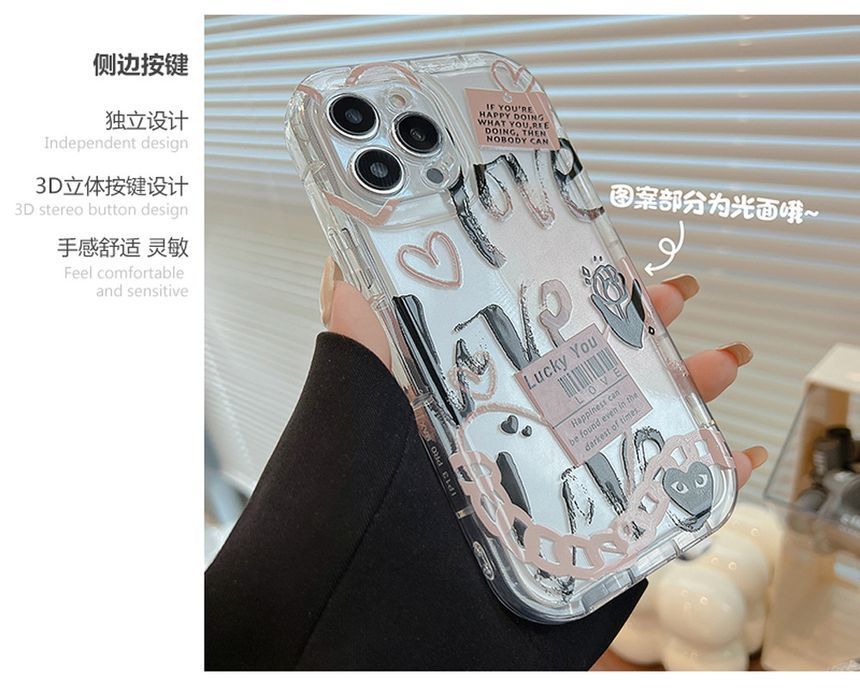 Lettering Transparent Phone Case - Compatible with iPhone