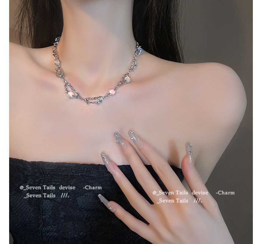 Moonstone Necklace Layered