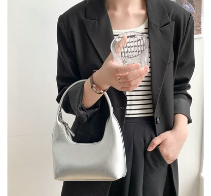 ショルダーフェイクプレーンジップバッグレザー