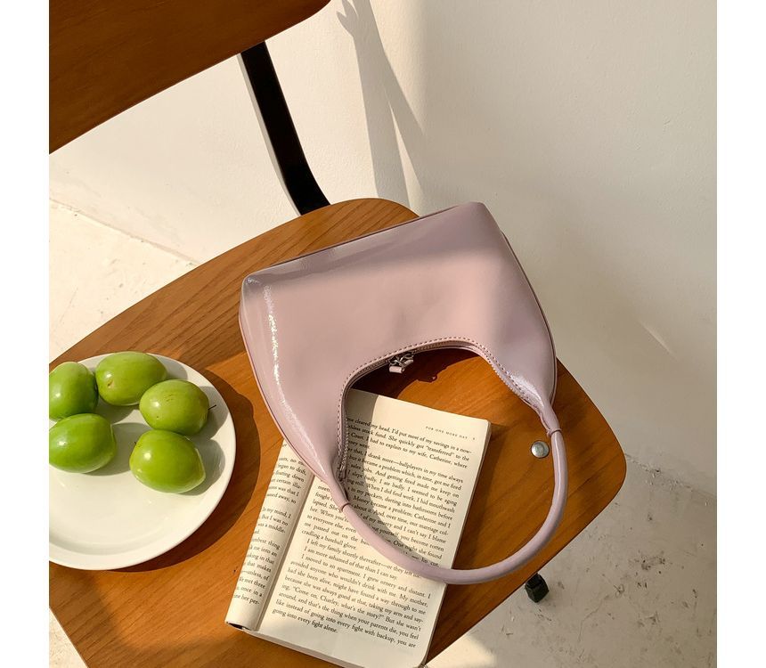 ショルダーフェイクプレーンジップバッグレザー