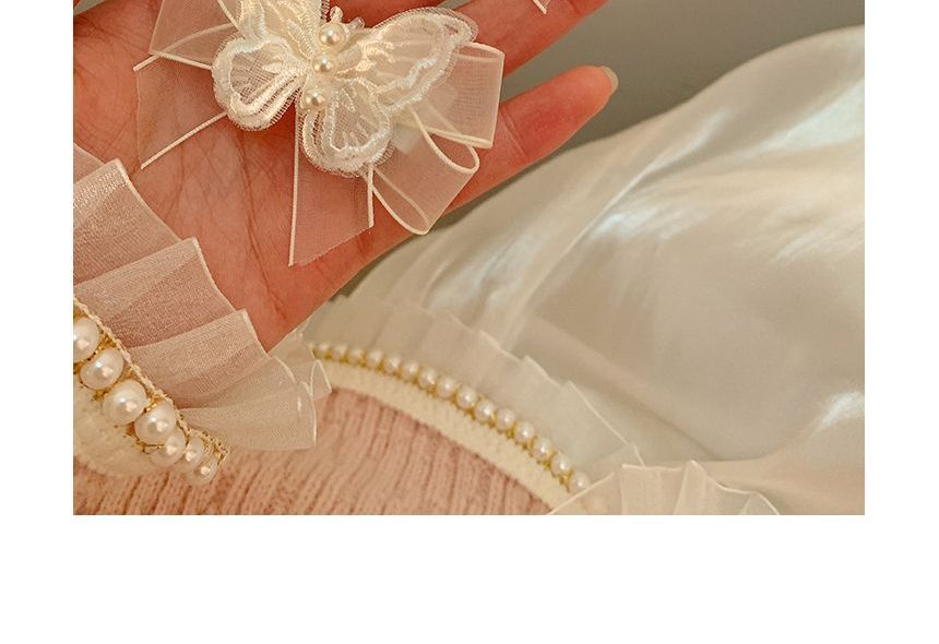 クリップ/ヘアーフェイクパールセット バタフライオーガンザ