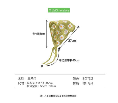 ヘッド刺繍スカーフ 花柄レース クロシェ編み
