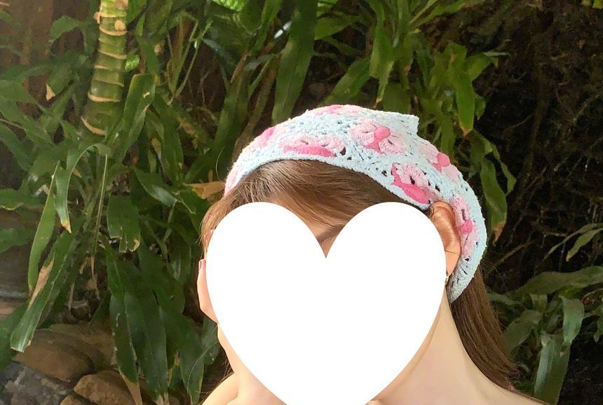 ヘッド刺繍スカーフ 花柄レース クロシェ編み