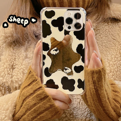 Print Cow Phone Milk Mirrored Case