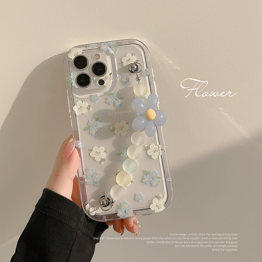 Case Strap Transparent Floral Phone
