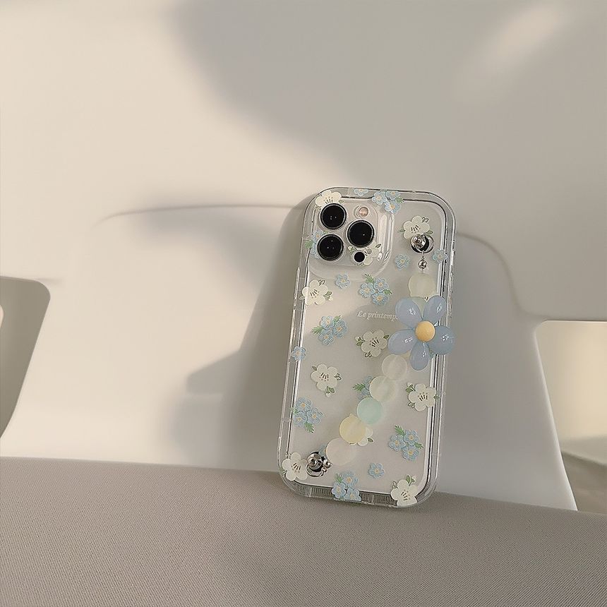 Case Strap Transparent Floral Phone