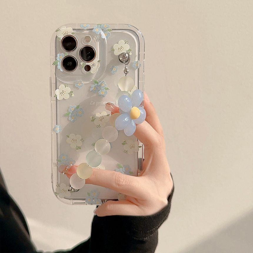 Case Strap Transparent Floral Phone