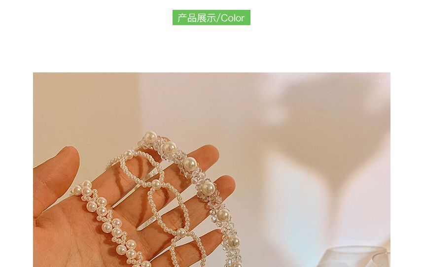 / Spitzen-Stirnband mit Kunstkristallen (verschiedene Perlendesigns)