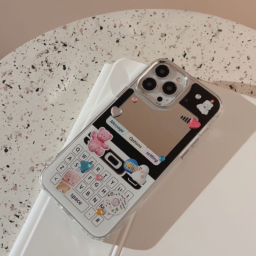 Vintage Cellphone Print Mirrored Phone Case - Compatible with iPhone