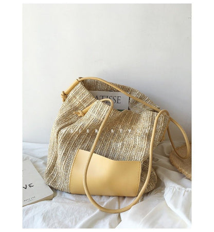 Bag Applique Straw Tote
