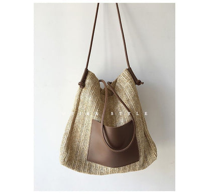 Bag Applique Straw Tote