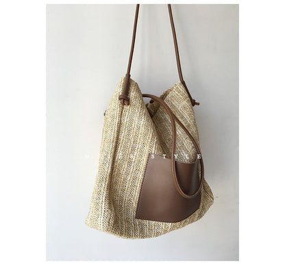 Bag Applique Straw Tote