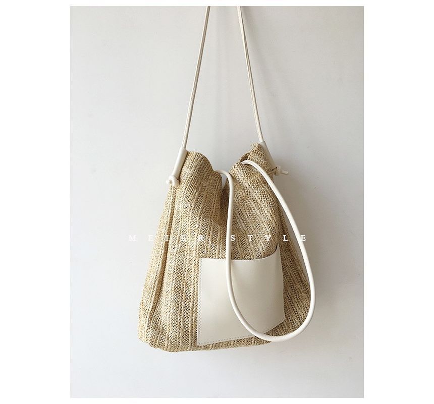 Bag Applique Straw Tote