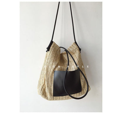 Bag Applique Straw Tote