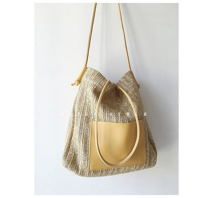 Bag Applique Straw Tote