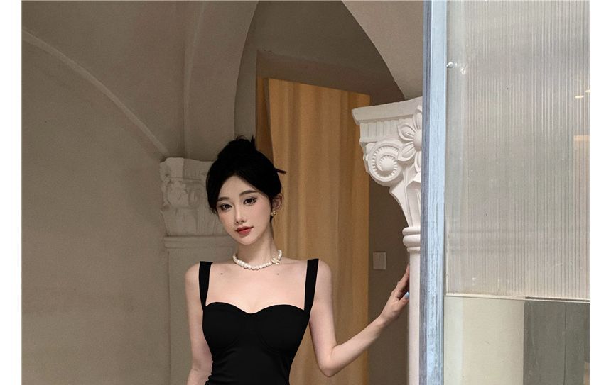 Spaghetti Strap Plain Maxi Mermaid Dress