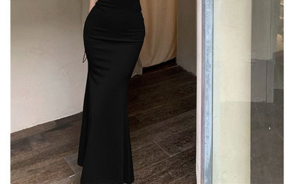 Spaghetti Strap Plain Maxi Mermaid Dress