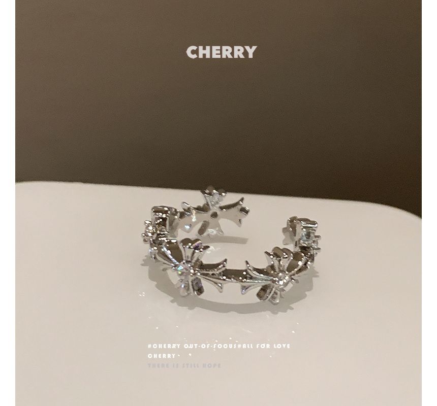 Offener Kunstring mit Mondsteinkreuz /