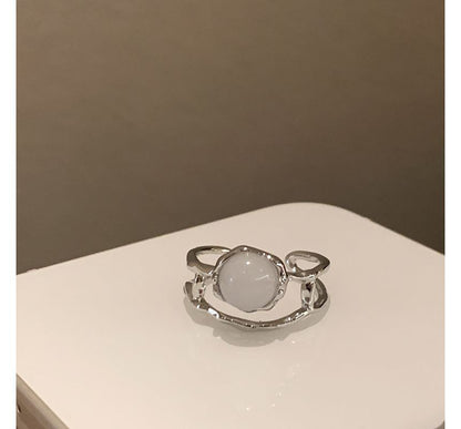 Offener Kunstring mit Mondsteinkreuz /