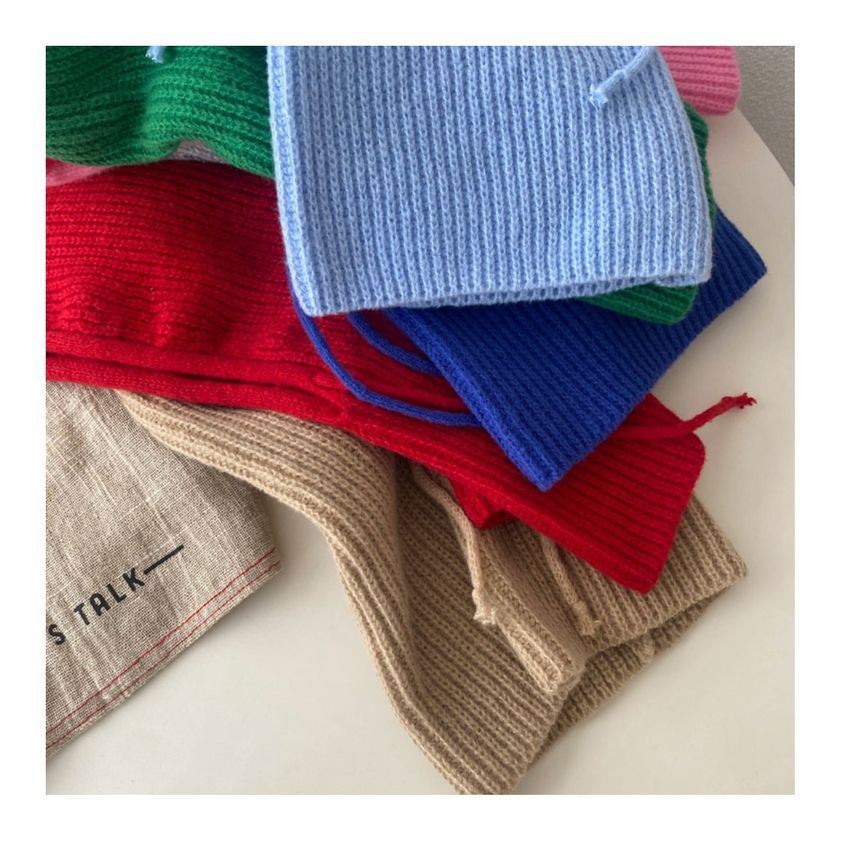 Gestrickte Sturmhaube, schlicht, mit Kordelzug