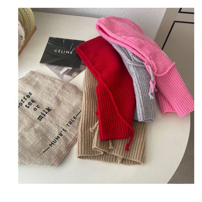 Gestrickte Sturmhaube, schlicht, mit Kordelzug