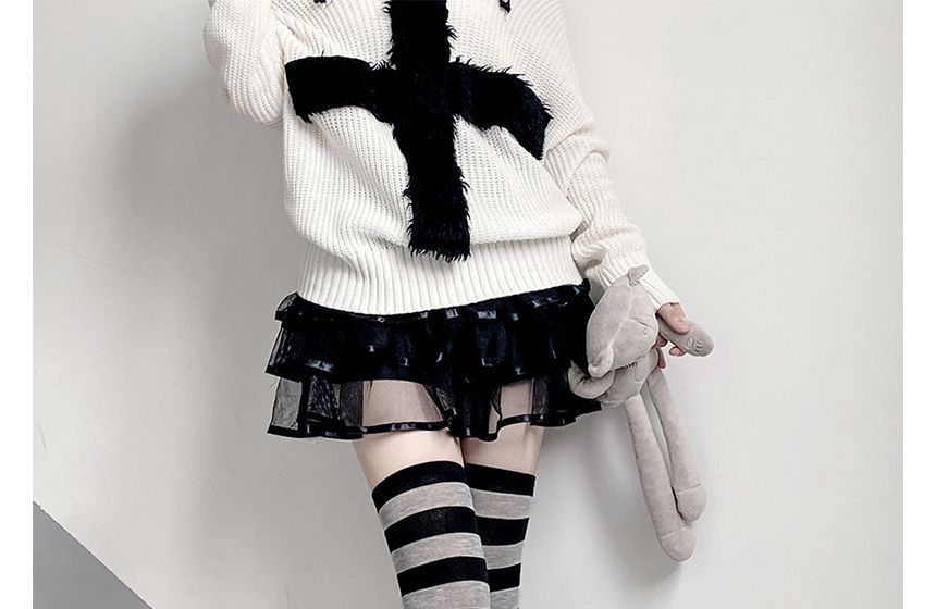 Gestreifte Overknee-Socken