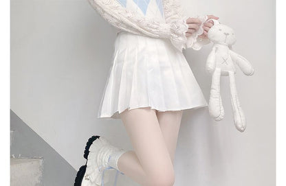 Bow Warmer Knit Pointelle Leg Shirred