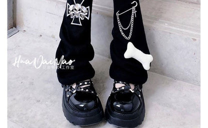 Leg Print Crisscross Chained Warmer