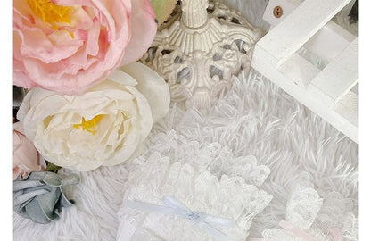 Lace Trim Tall Plain Socks Bow