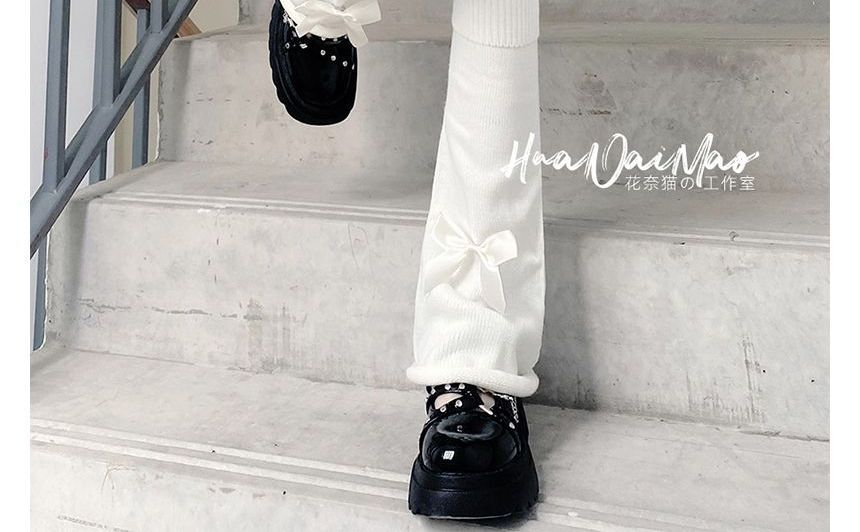 Bow Warmer Knit Plain Leg