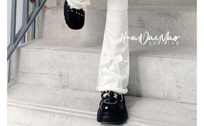 Bow Warmer Knit Plain Leg