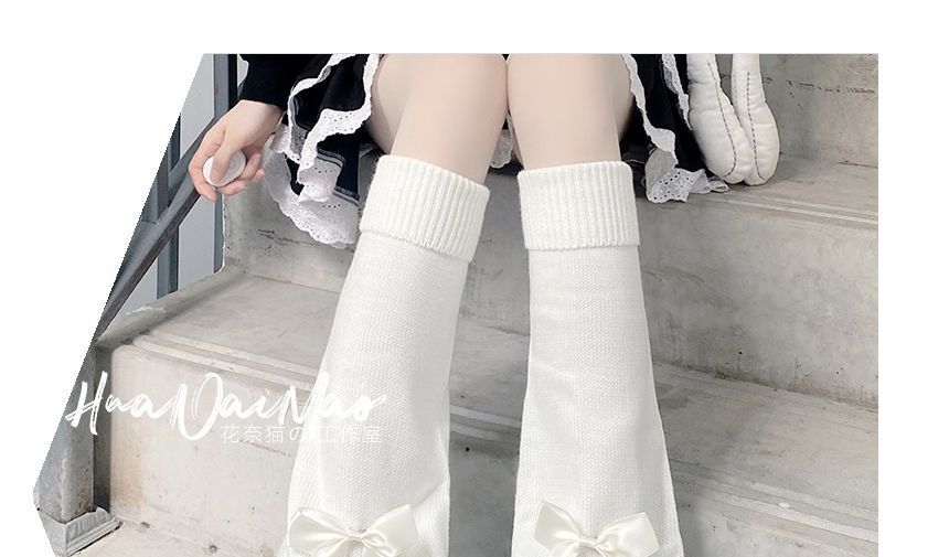 Bow Warmer Knit Plain Leg