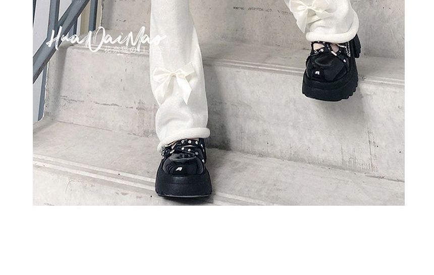 Bow Warmer Knit Plain Leg