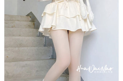 Knit Trim Lace Bobble Leg Bow Warmer