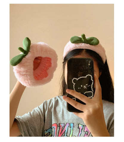 Band Headband Hair Chenille Tie Wrist Peach /