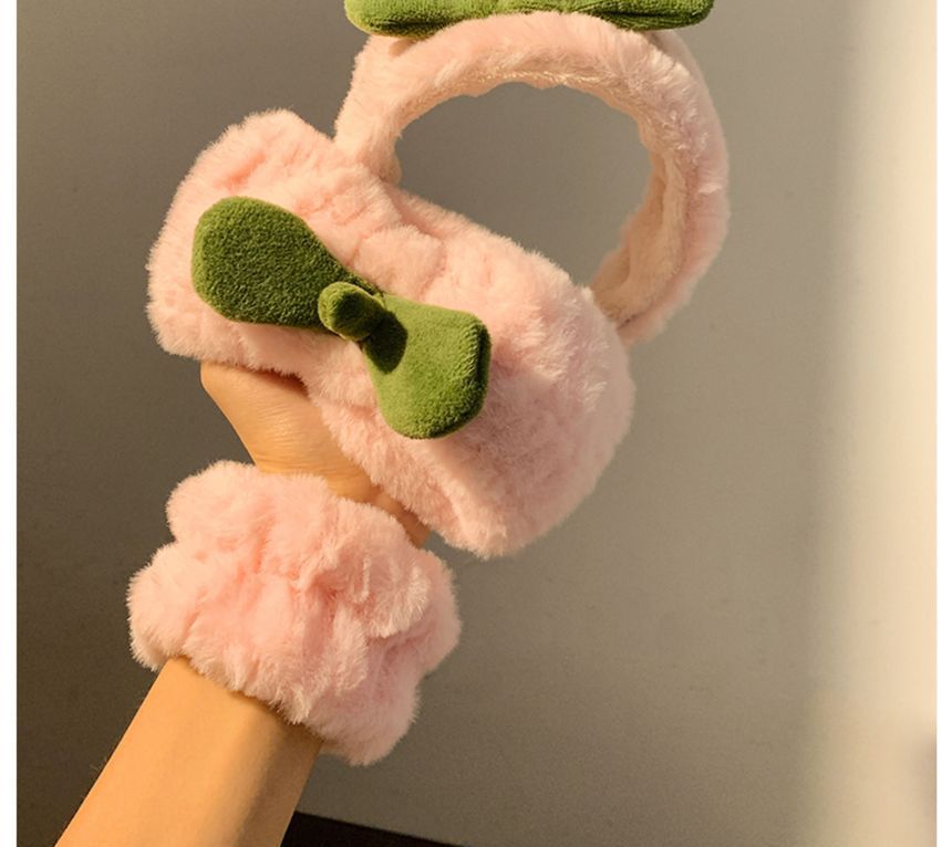 Band Headband Hair Chenille Tie Wrist Peach /