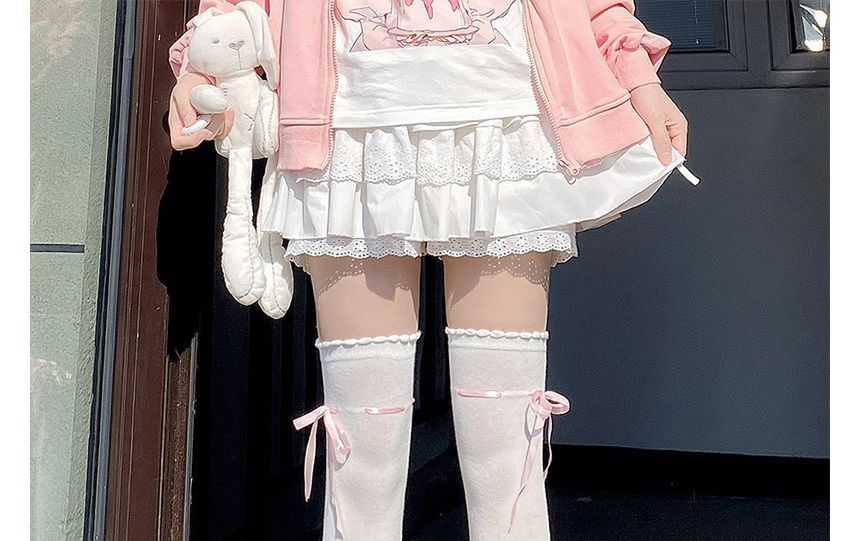 Overknee-Socken mit Schleifenakzent