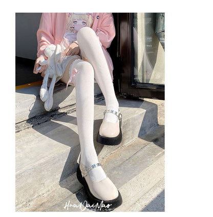 Overknee-Socken mit Schleifenakzent