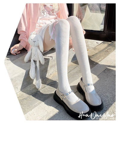 Overknee-Socken mit Schleifenakzent