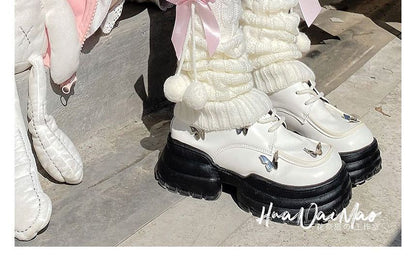 Leg Knit Bow Warmers Accent Cable