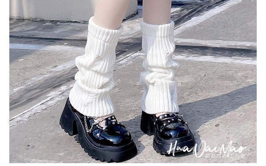 Knit Distressed Leg Warmers Plain