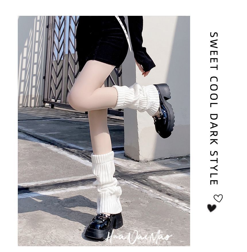 Knit Distressed Leg Warmers Plain