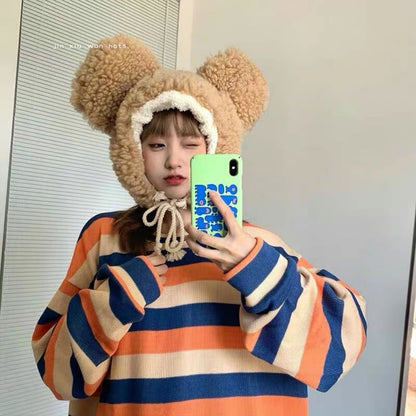 Ear Fluffy Bear Hat Trapper