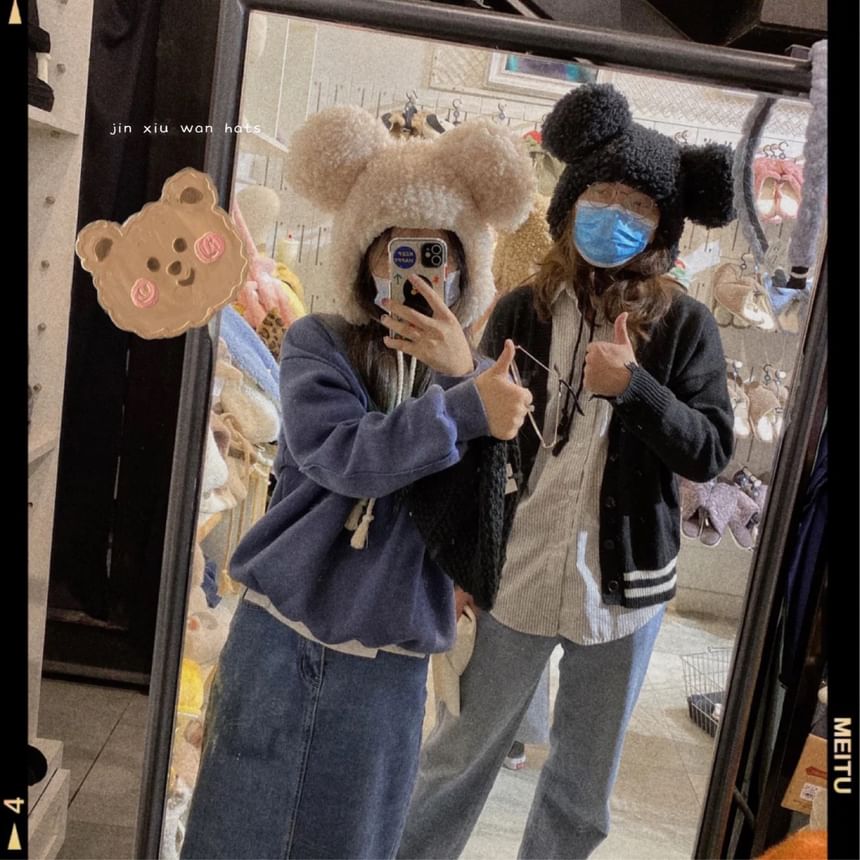 Ear Fluffy Bear Hat Trapper